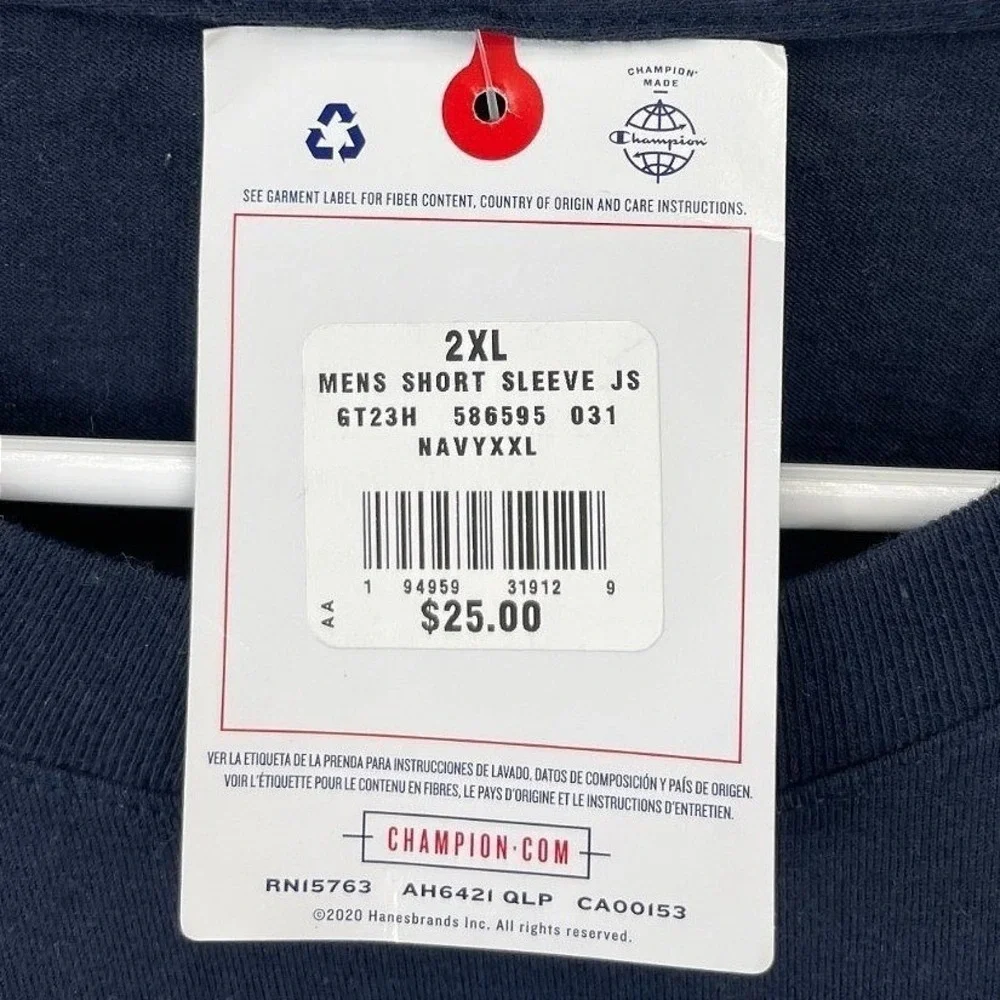 Champion Big Script Graphic Short Sleeve T-Shirt Mens 2XL Slate Blue Summer NWT - Picture 3 of 7